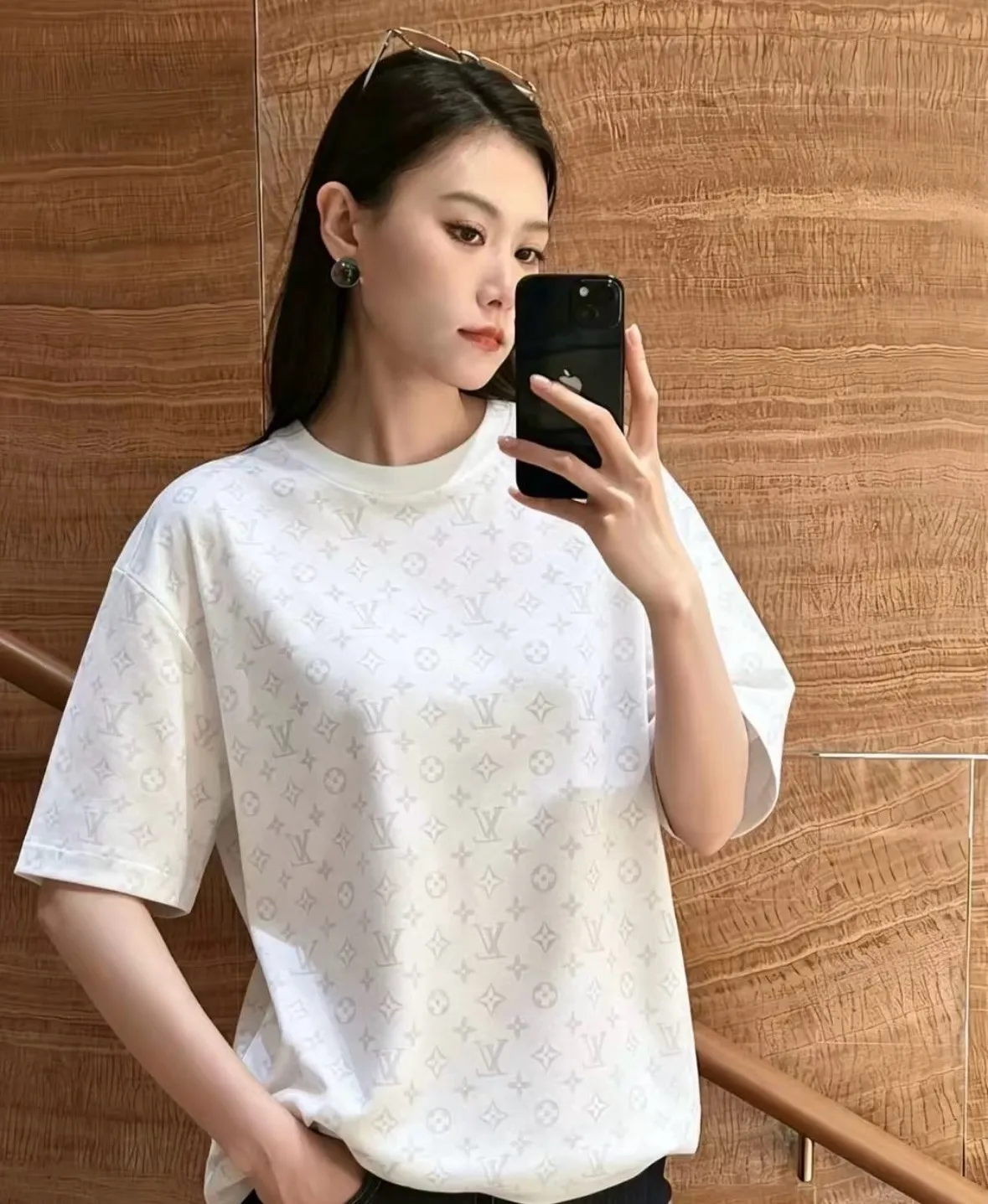 Louis Vuitton/Louis Vuitton 26ss presbyopia luminous logo short sleeves